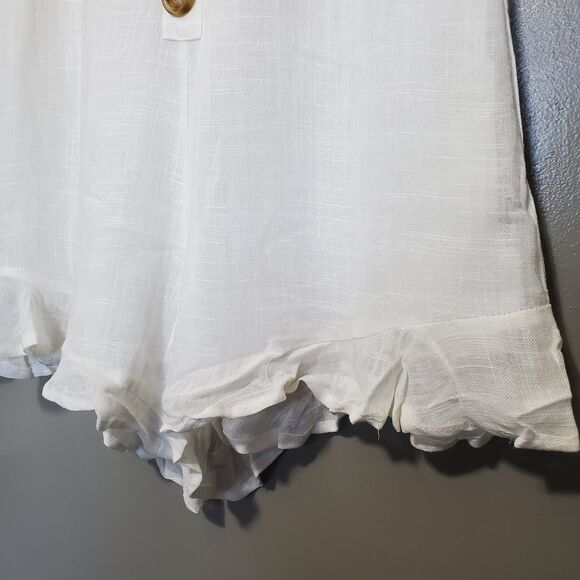 Indikah Romper Size Medium White Spaghetti Strap Cotton Blend By Angel Biba New - Picture 6 of 16